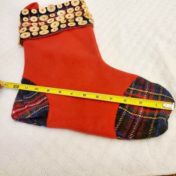 Buttons/Plaid Christmas Stocking  - Picture 9 of 9